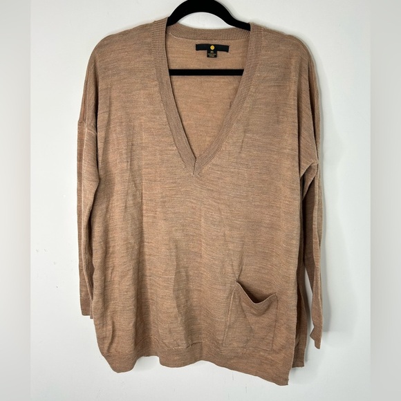 Hudson's Bay Moon Women's Sweater Pullover Merino wool Side slit Brown Size XS - Picture 11 of 16